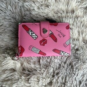 Betsey Johnson Pink Lipstick Print Wallet